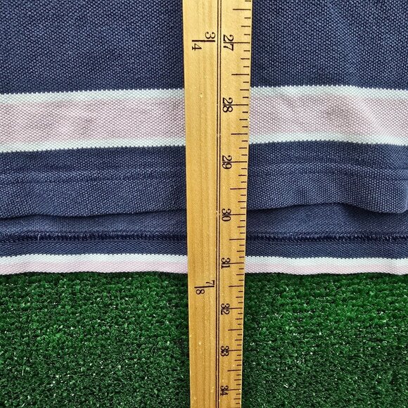 Brooks Brothers Polo Shirt Mens 2XL Blue Striped Short Sleeve Slim Fit Preppy - Picture 4 of 6